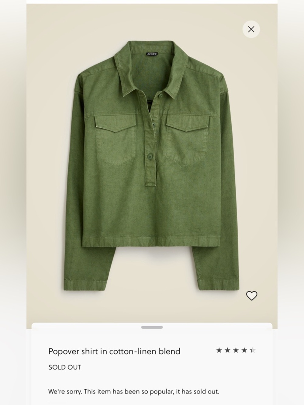 J. Crew Popover Shirt in Cotton Linen Blend